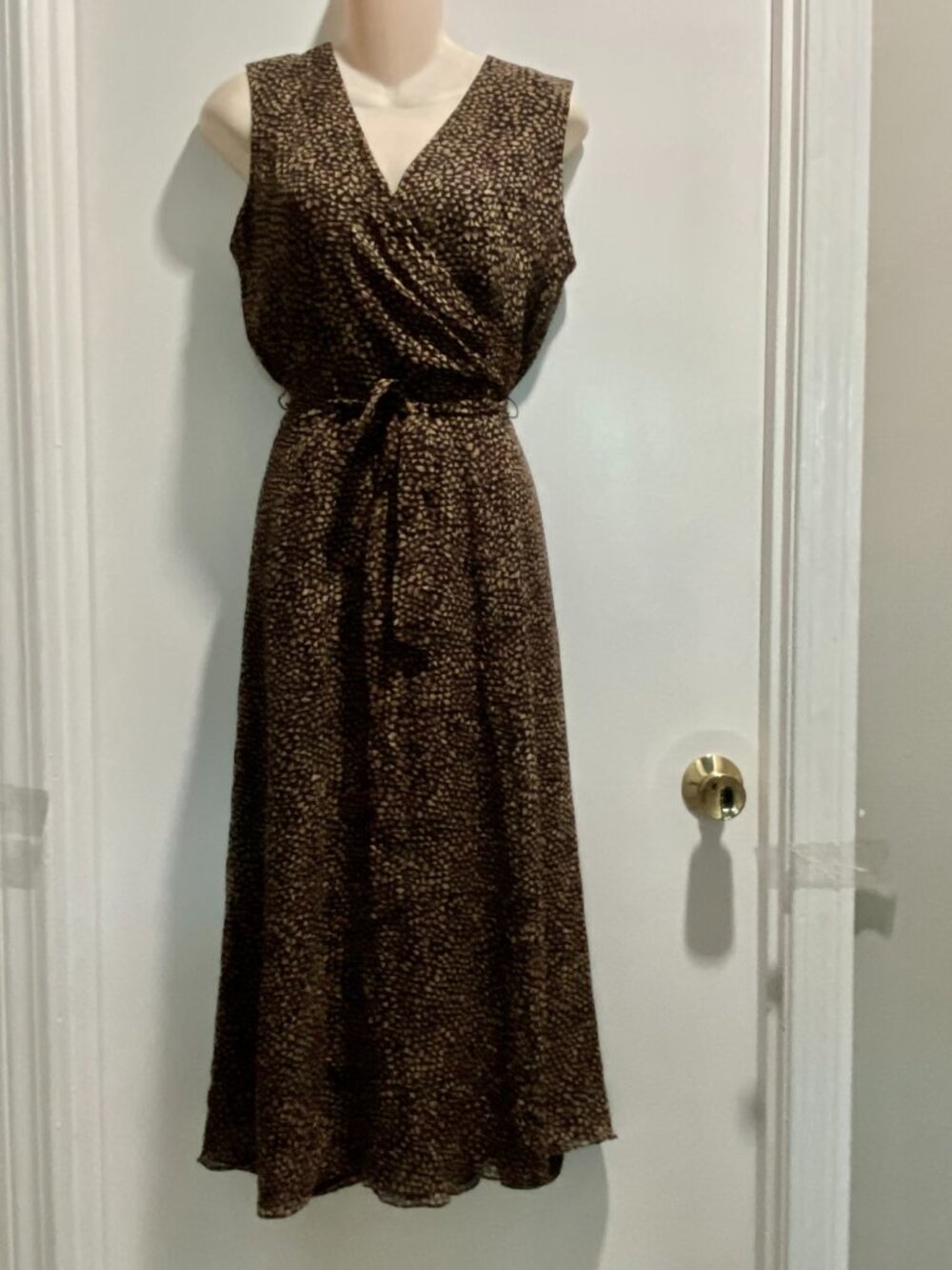 Talbots Faux Wrap Silk Fit & Flare Lined Office Preppy Quiet Luxury Midi Dress 6